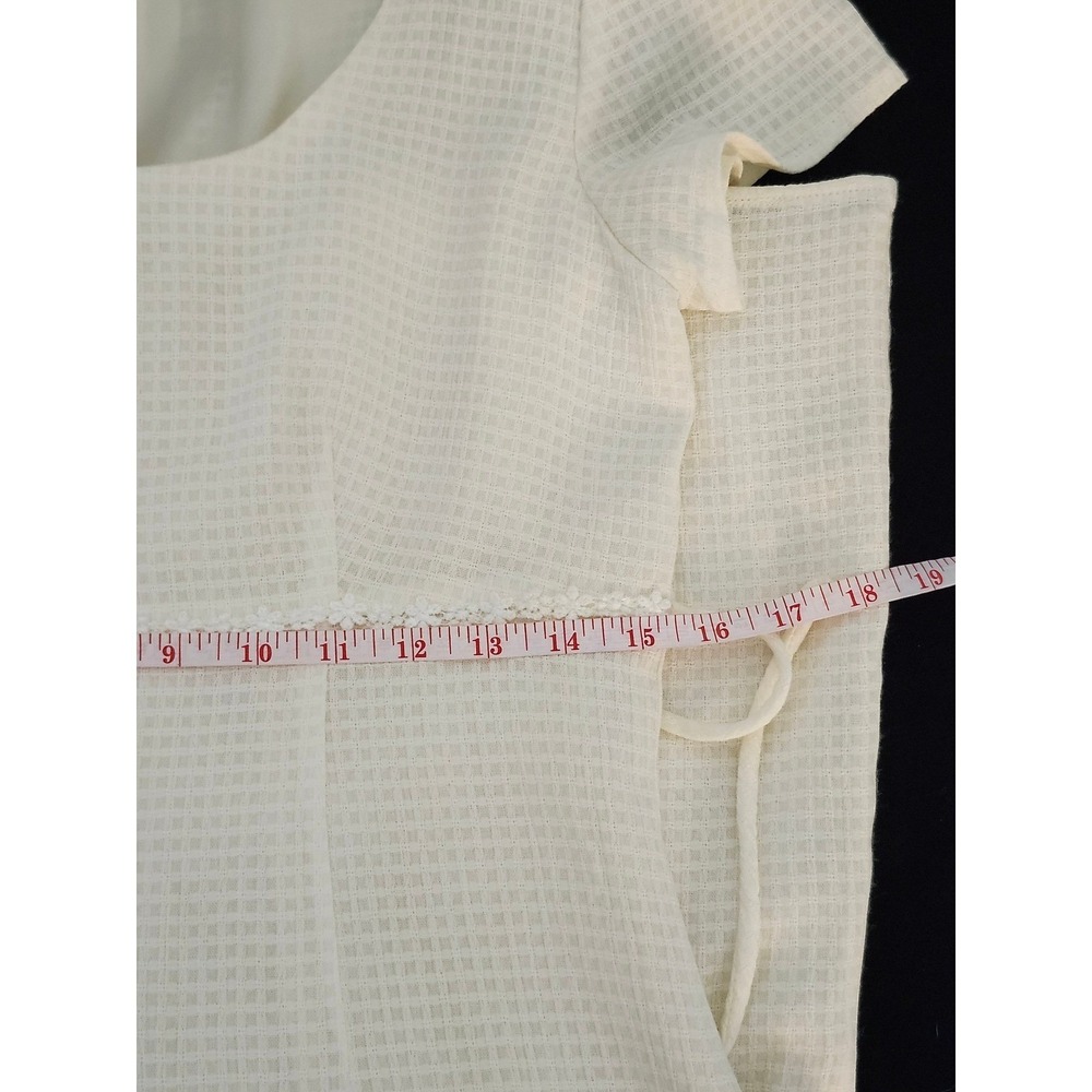 Vtg 90s Y2K A-List by Wrapper Dress Junior 9/10 Fits Small Cream Waffle Knit Mod - Picture 16 of 16